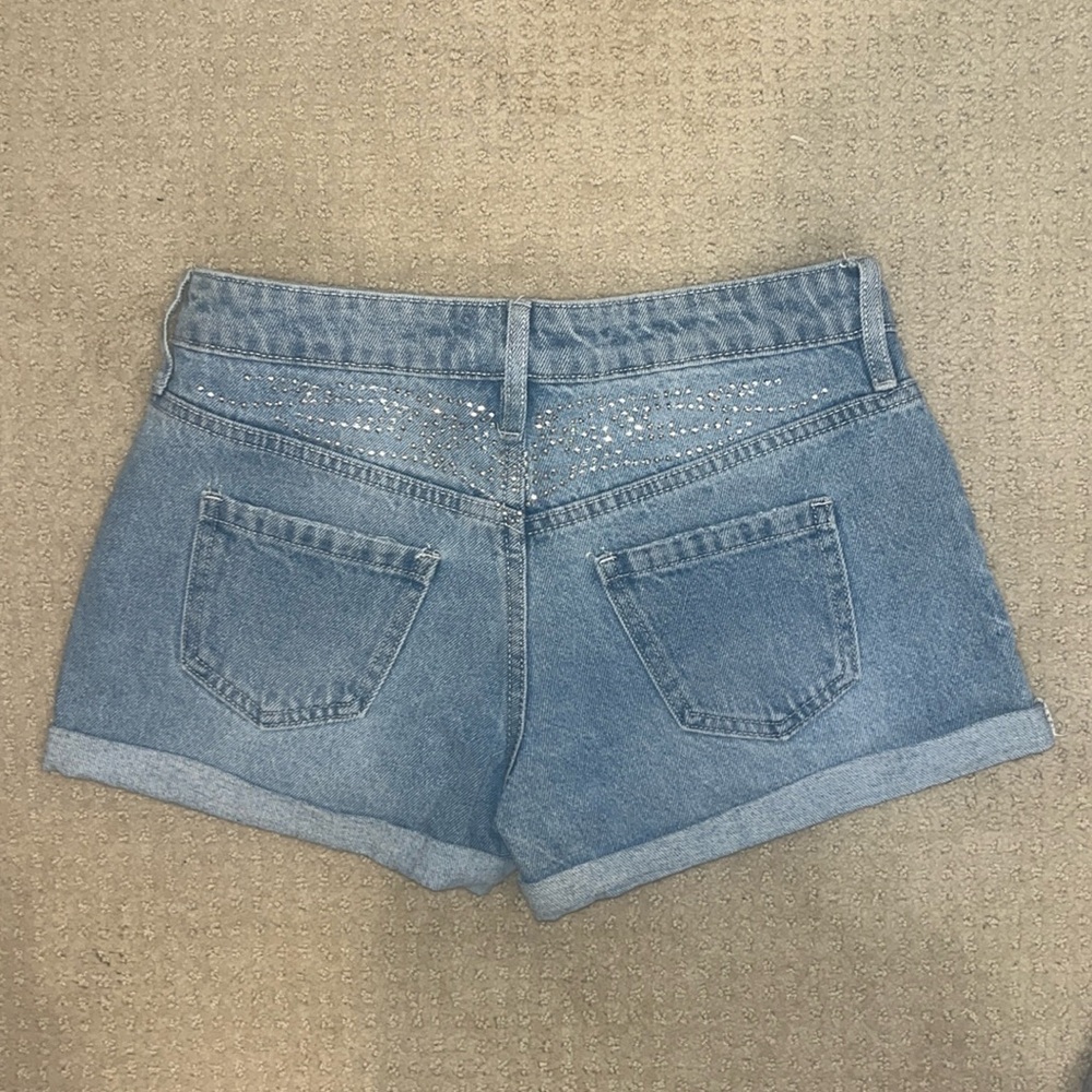 NWT - Bring The Bling Embellished Denim Shorts - Light Wash - Fashion Nova - Picture 2 of 3